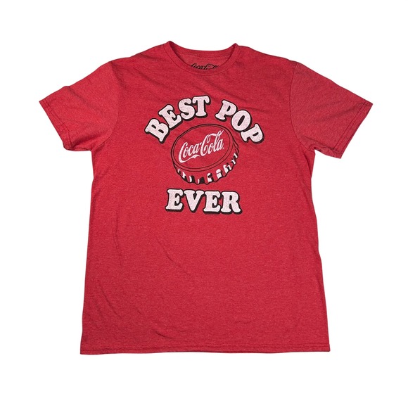 Coca-Cola Mens Best Pop Ever Graphic T-Shirt Red Heathered Bottle Cap Tee M